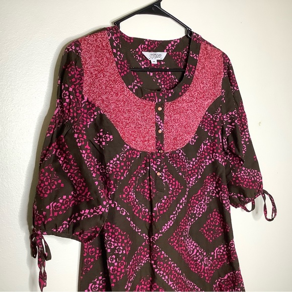 < Y2K TRAMP Brown & Pink Floral Print Dress > - Picture 2 of 5